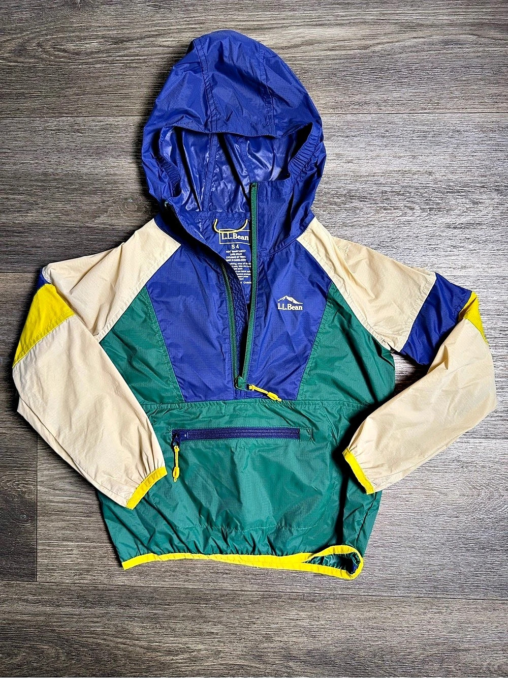 L.L.Bean Kids' Mountain Classic Anorak Color Block Rain Jacket/ windbreaker Boys